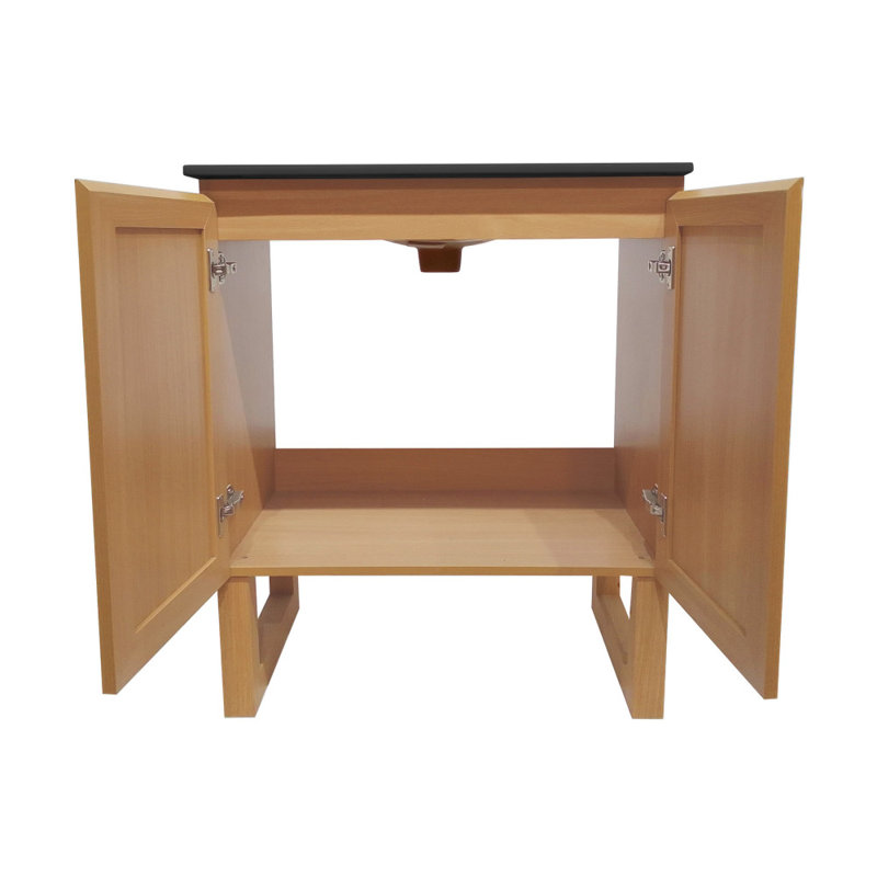 Arles 30 In. Natural Oak Bathroom Vanity With Black, 3-Hole Ceramic Sink Top