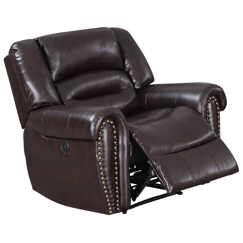 Fauteuil inclinable électrique standard en similicuir de 41 po de largeur Rinu, Similicuir brun