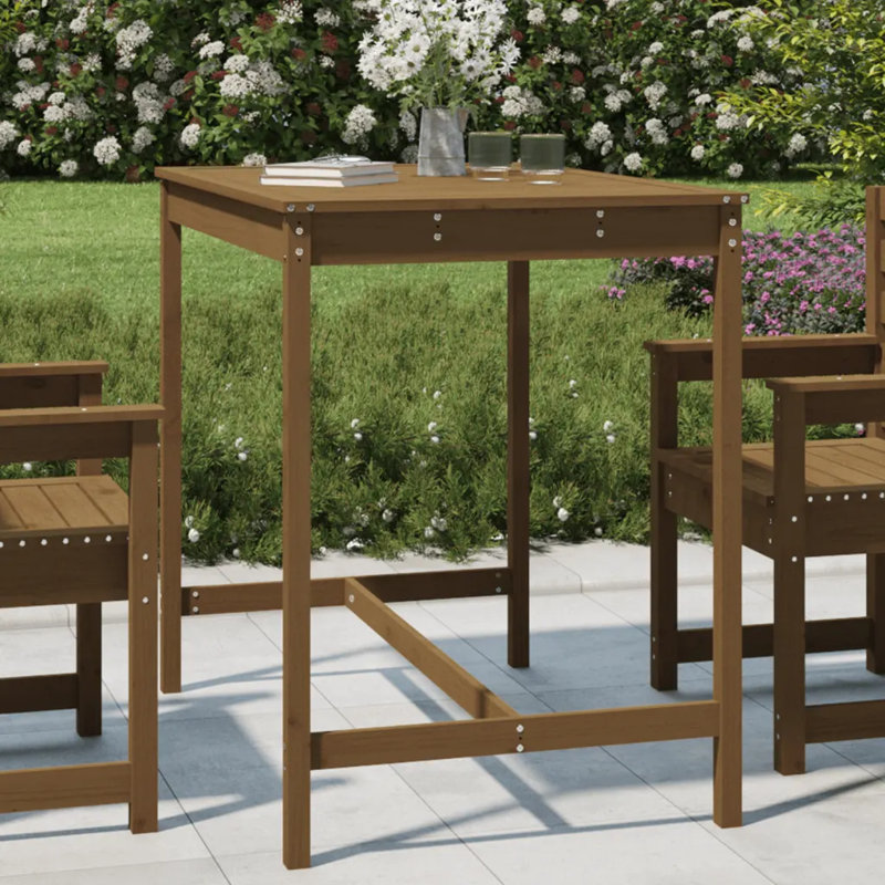 Schupple Square Pine Solid Wood Outdoor Dining Table 82.5 cm D, 110cm H x 82.5cm W x 121cm D, Honey Brown