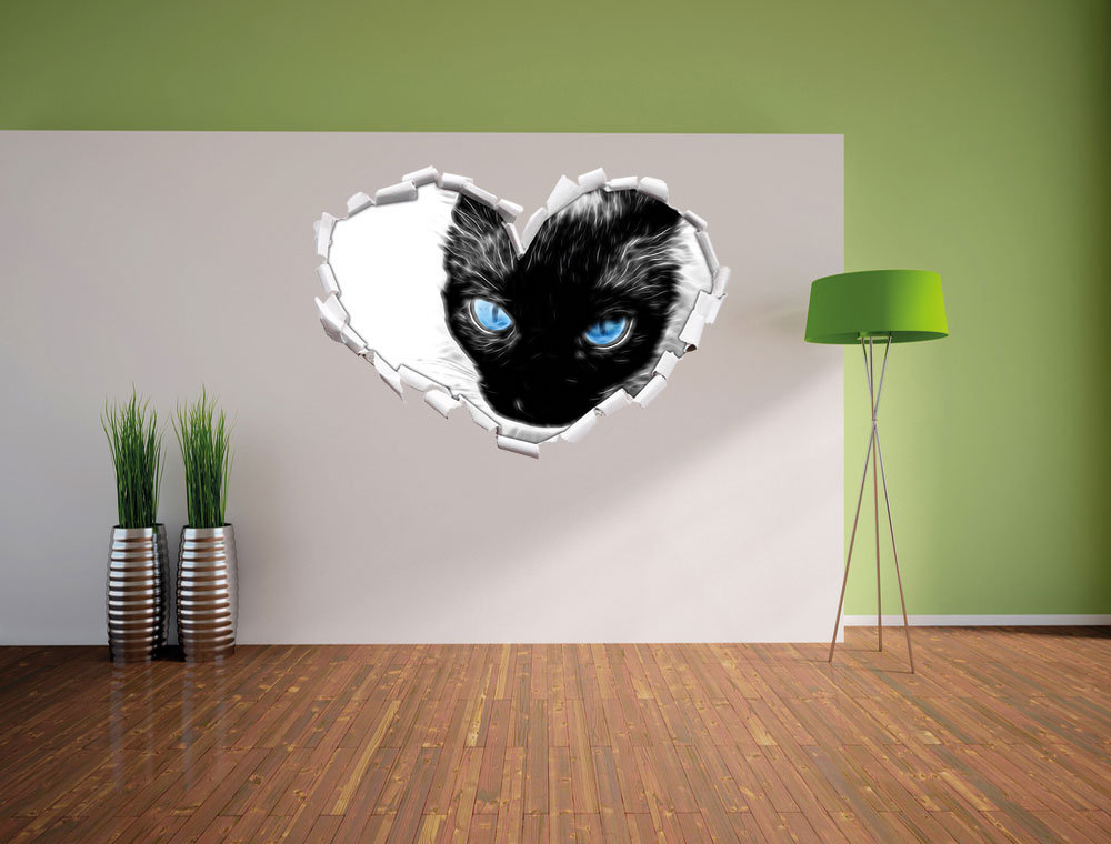 Wandtattoo Blaue Augen schwarze Katze New Art