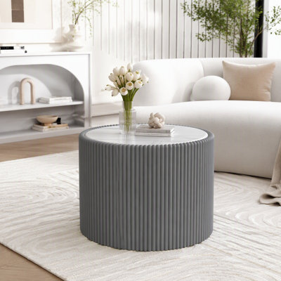Light Sintered stone Top Cylinder Shape Leather Coffee