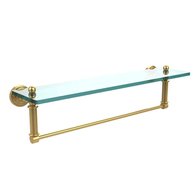 Beresford Bracket Shelf with Towel Bar, 22" W x 5" H, Polished Brass