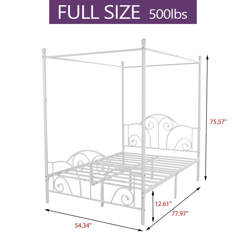 Canopy Metal Bed Frame, Full, White