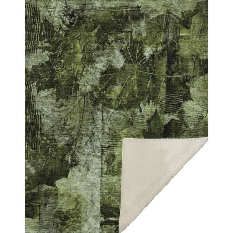 Jeté en sherpa floral Addison, Vert