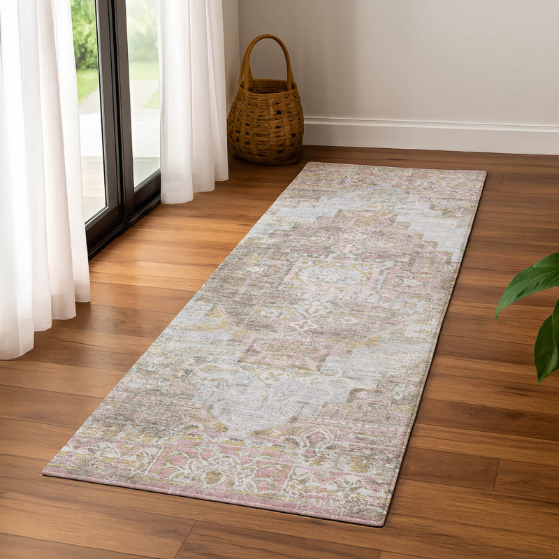 Premium Machine Washable Mayfield AMF2140 global Rug, 2'3" x 7'6" Runner, Taupe