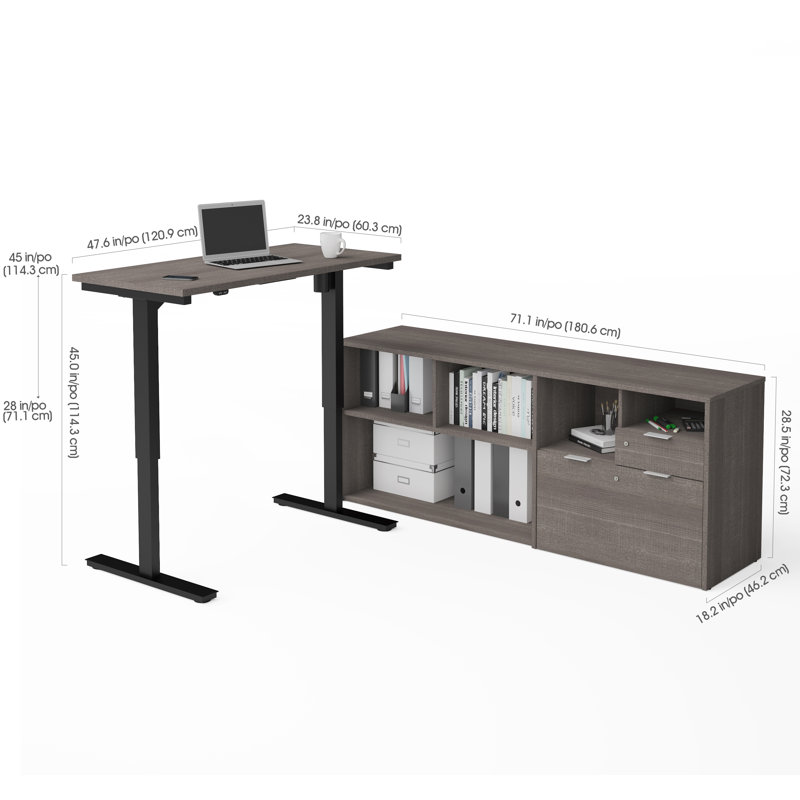 Bureau debout en L Azpurua, Écorce gris