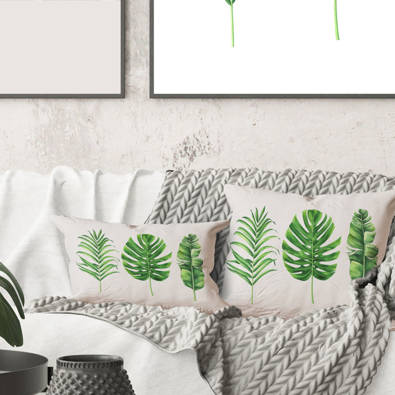 Carré, feuille tropicale de Monstera IV - Coussin décoratif imprimé maison de campagne, 18" x 18"