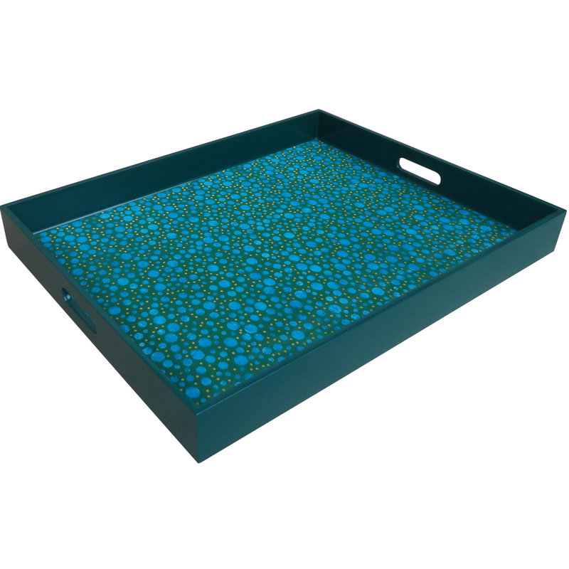 Reverse Painted Mirror Serving Tray, Large
