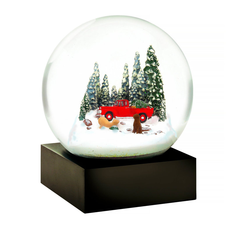 Red Truck With Dogs Snow Globe