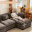 Canapé modulaire modulaire en L en chenille de 111,5 po avec deux repose-pieds Mandurah-1060606709