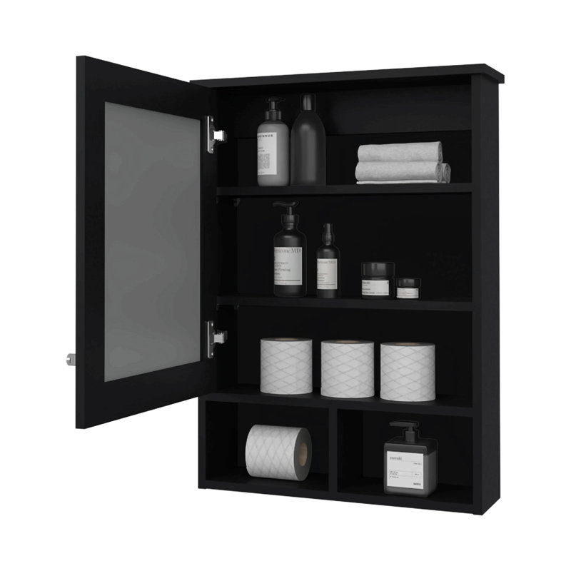 Pharmacie avec porte et miroir inclus, Noir