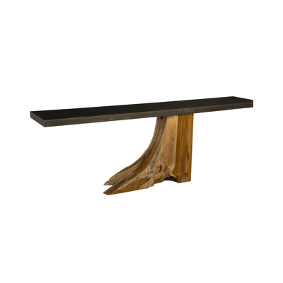 Teak Wood Console Table, Iron Sheet Top