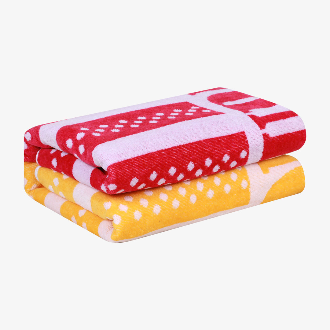 Dalhart Striped Superior Cotton Fuzzy Velour Terry Large Oversized Beach Towel Ebern Designs 