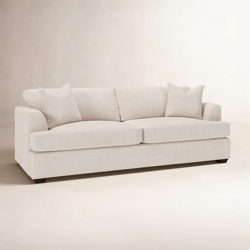 Edan Upholstered Queen Sleeper Sofa, Lena Sand Performance Linen Blend