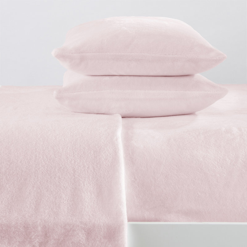 Ultra Soft Micro Plush Velvet Solid Sheet Sets, Twin, Blush Pink