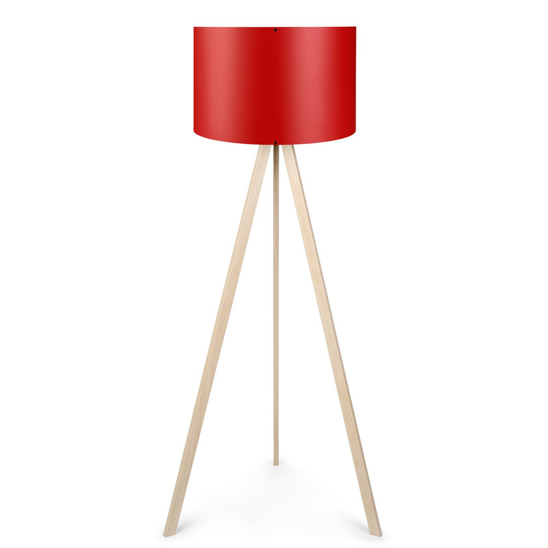 Modern Floor Lamp with Red and Cream Fabric Shade, 38 cm Cap Diameter, 47.2 in Height, 6.9 in Shade Height | 70% MDF / 30% PVC Fabric | E27 Socket, Max 40W | Stylish Lighting for Home & Office Decor