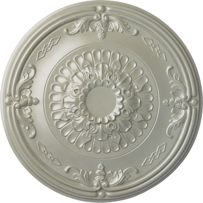 Médaillon de plafond Endurathane Tristan, DO 26 po x P 3 po (convient aux auvents jusqu'à 5 1/2 po), pot peint à la main de finition craquelée crème