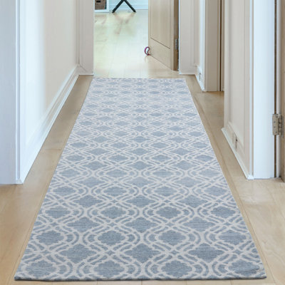 Carina Washable Rugs Trellis Design in Blue