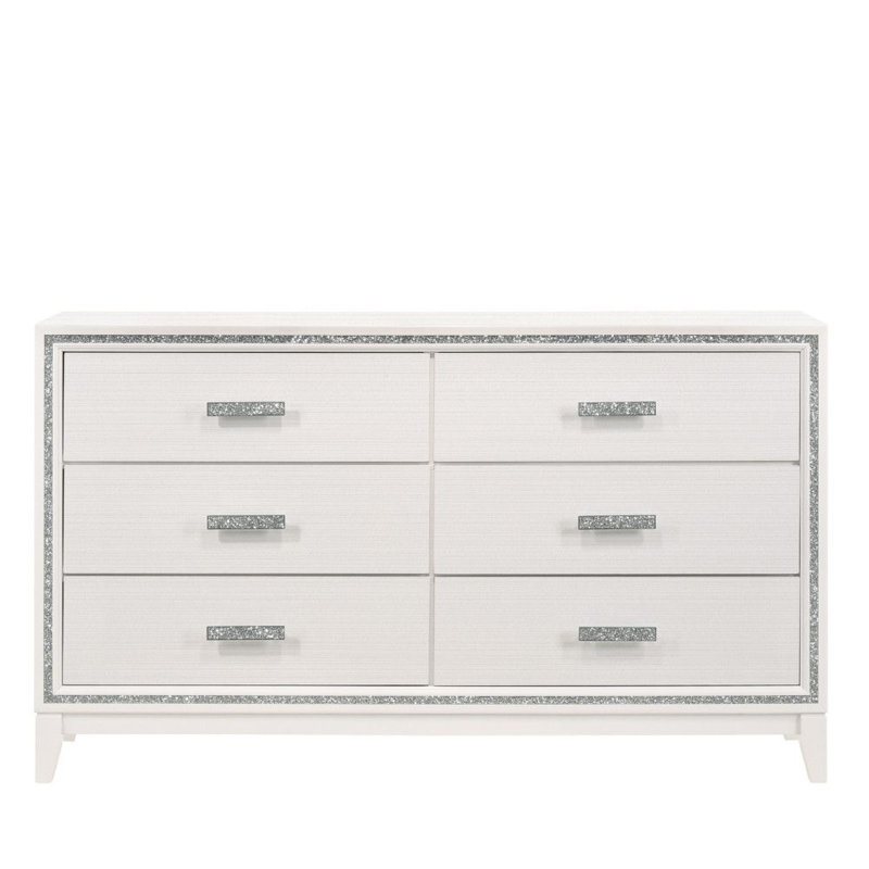 Commode double 6 tiroirs Saryiah, Blanc