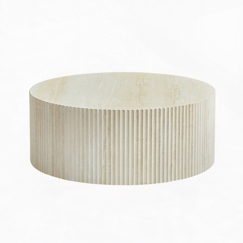 Table basse en faux travertin avec motif en relief accrocheur, travertin
