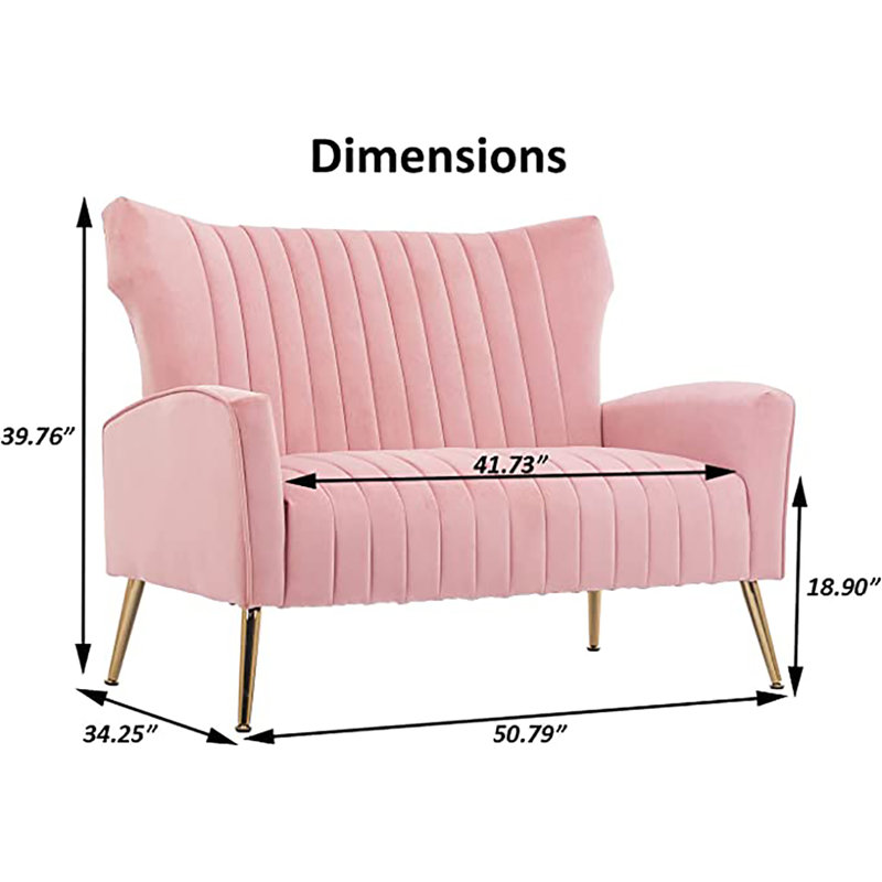 Launius Velvet Armchair, Light Pink Velvet