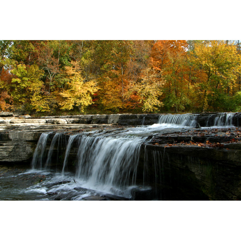 Copenhagan Autumn Leaves and Waterfall 1 Piece Wrapped Canvas Wall Art, 30cm H x 46cm W x 3.8cm D