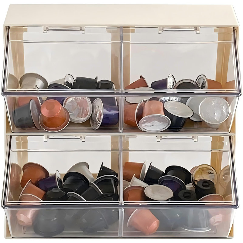 Large Coffee Pod and Tea Bags Organizer with Lid,Plastic Creamer Holder, For K Cups, Sugar Bags, Drink Packets, Coffee Bar Accessories Storage Box for Home Office