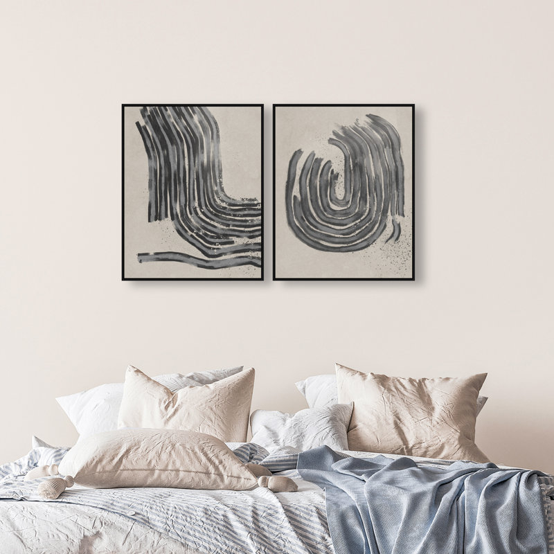 Two Spaces Set Set by Oliver Gal, 25"H x 31"W, Black Floater Frame