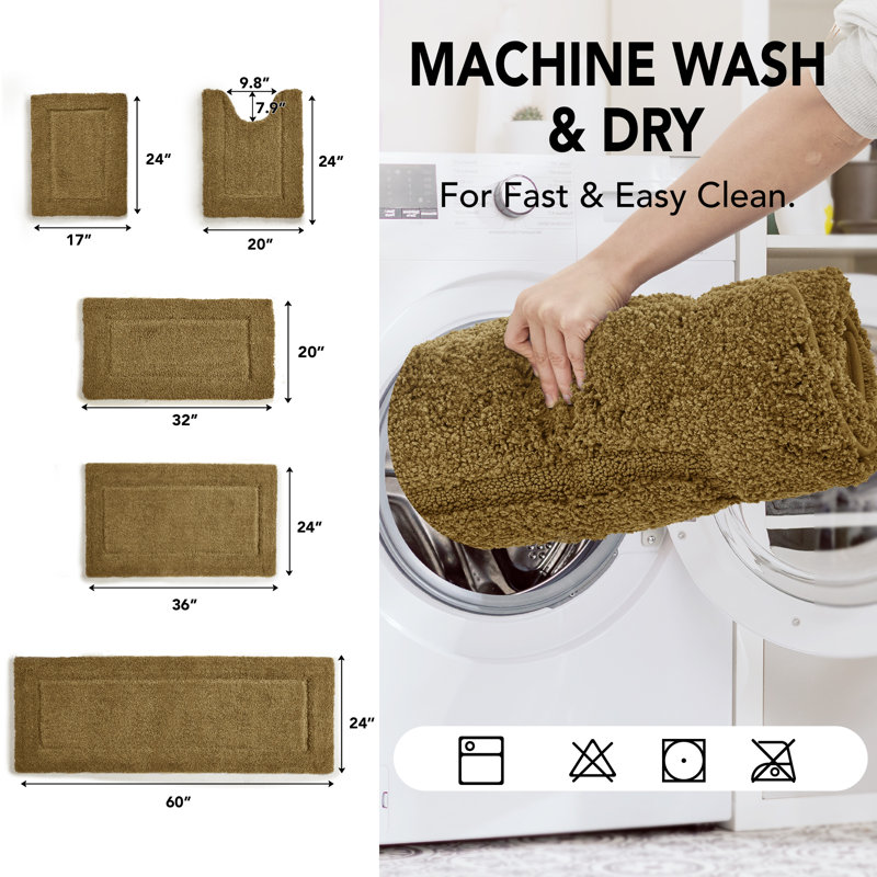 Super Soft Thick Plush Tufted Bathroom Rug, 20" W x 32" L, Brown