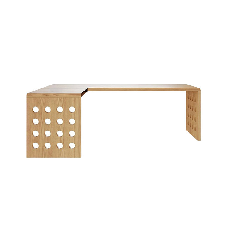Bureau en bois massif en L Burlywood, H 29,53 po x l 62,99 po x P 47,24 po, Retour à gauche