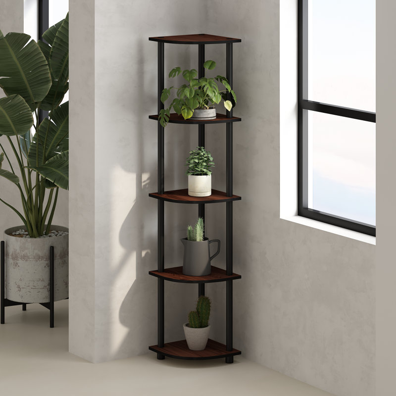 Shamblin Corner Bookcase, Dark Cherry/Black