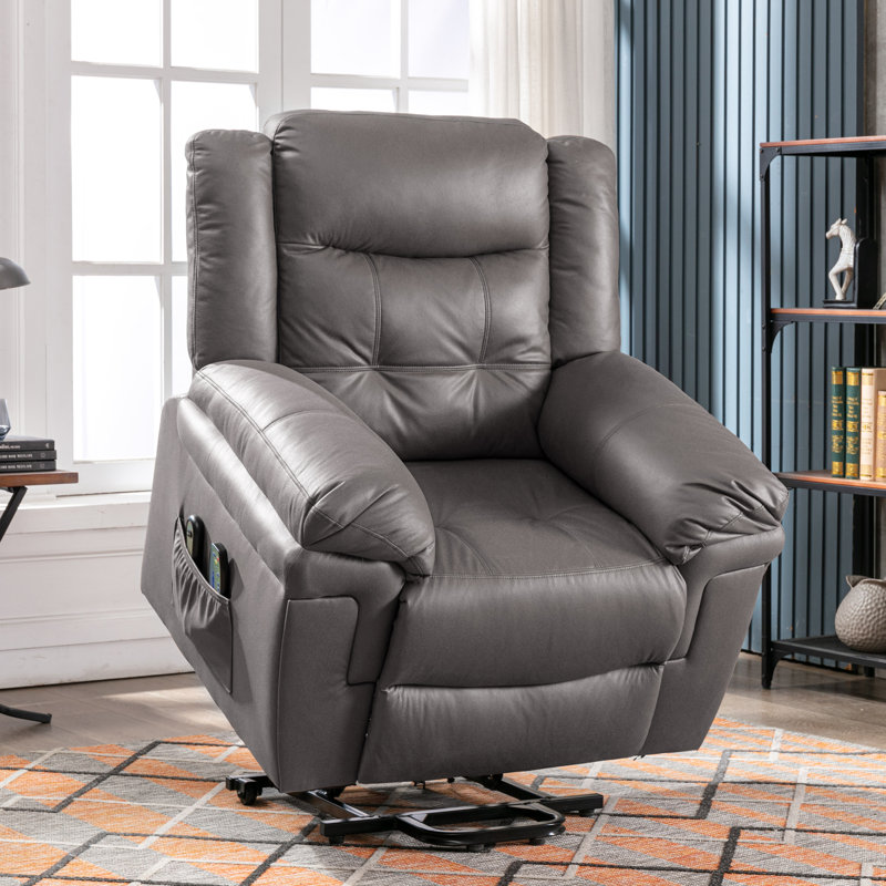 Garit Faux Leather Heated Massage Chair, Grey