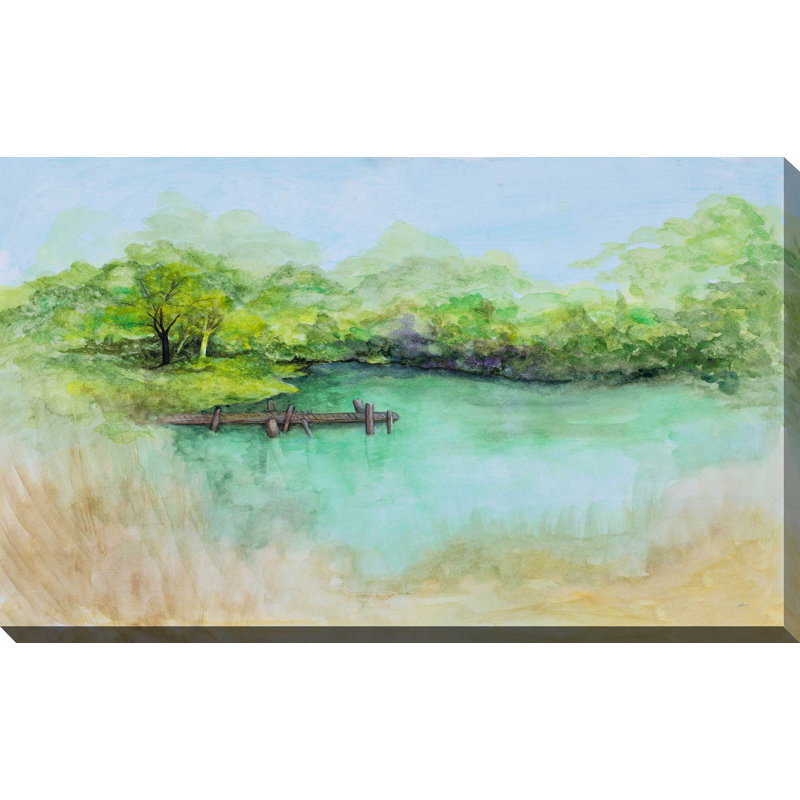 «Watercolor River», reproduction de peinture à l'aquarelle, H 18 po x l 30 po x P 1 po, Toile tendue