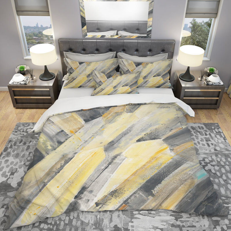 Glacier géométrique beige - ensemble de housse de couette Modern Farmhouse - microfibre de polyester