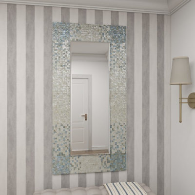 Miroir mural en nacre bleu
