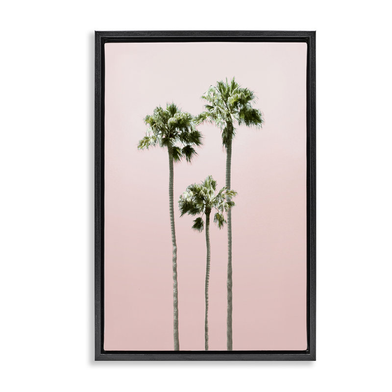 Cadre flottant Palm Getaway Sky, design par Natalie Carpentieri, Cadre flottant noir de jais, H 25 po x l 17 po