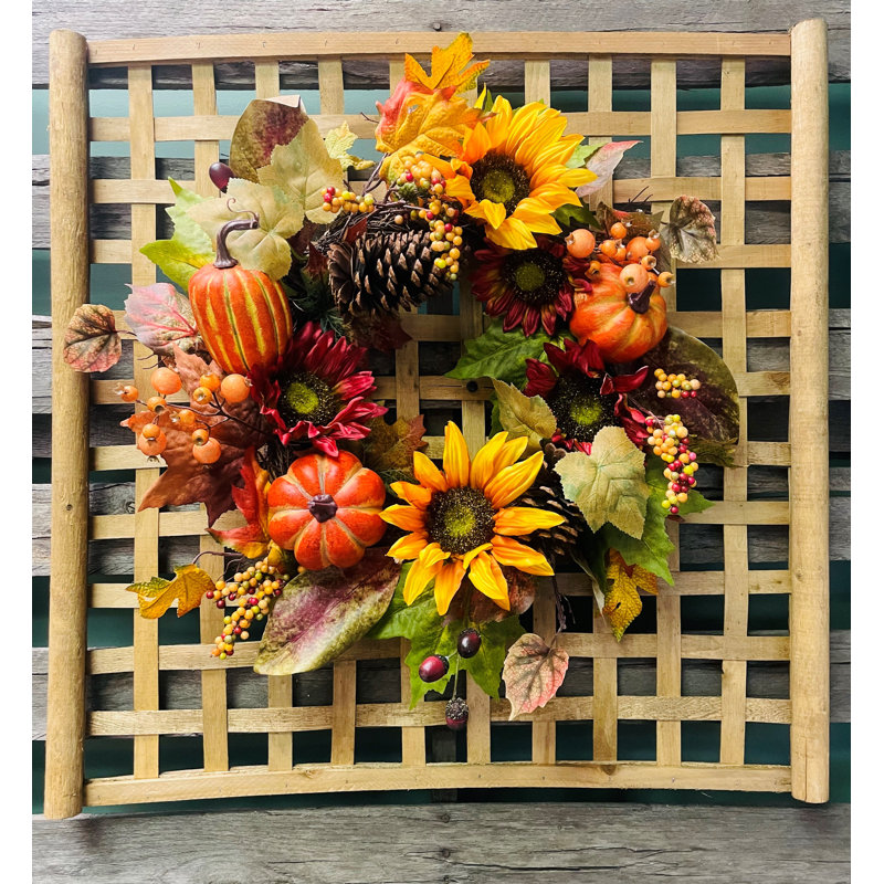 Faux Sunflower Polyester 24'' Wreath