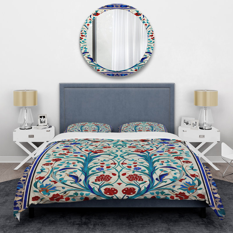Ensemble de housse de couette à carreaux bleus Marocain Door II - Abstract Tile, Housse de couette pour lit simple