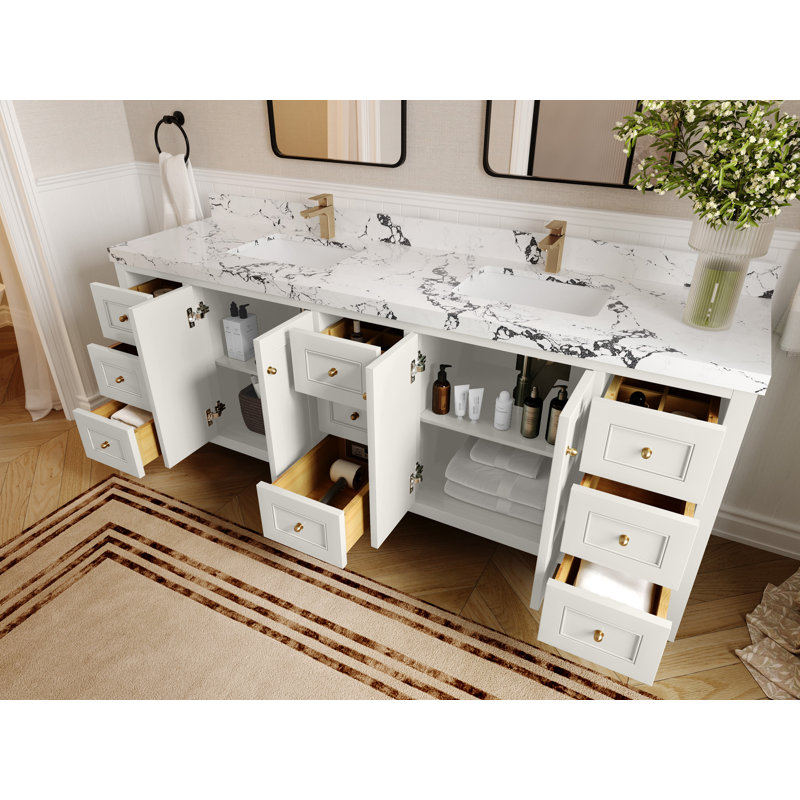 84 po Nashville X P 22 po De salle de bain double en albâtre, Albâtre, Empira
