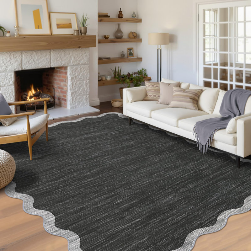 Abstract Machine Printed Area Rug, Gray, Rectangle 80 x 150 cm