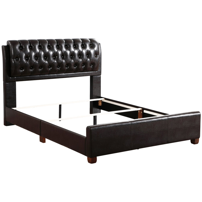 Structure de lit brun foncé de 57 po x H 48 po x P 83 po, nécessaire moderne et processus d'assemblage sans effort, cadre de lit double en brun, P 83 po, conception, fabrication facile