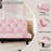 Pink Velvet Bed With 66 - Inch Depth, Frame, 3 Adjustable Positions, High Elastic Foam Filling, Matches Any Decor Bed, Gears For To Switch, Design, Support, Seat Cushions Relaxation-1455842584