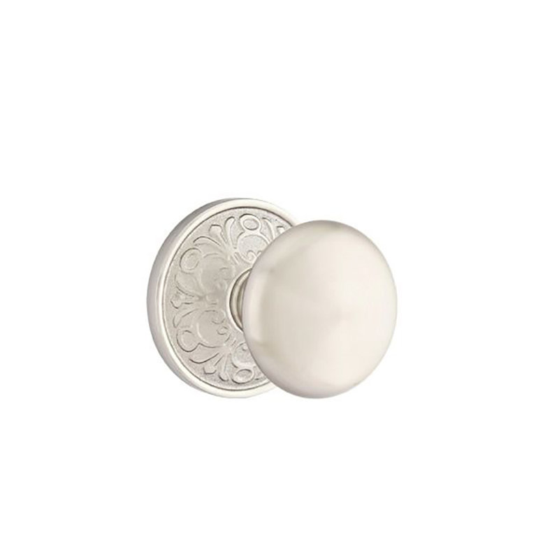 Double Dummy Providence Knob with Lancaster Rose, Satin Nickel