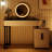 Modern Vanity Table With Tempered Glass Top, Adjustable Height Legs, And Round Mirror