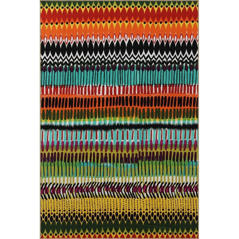 Tapis tissé à rayures de couleurs mélangées, Rectangle 5 pi x 9 pi 11 po