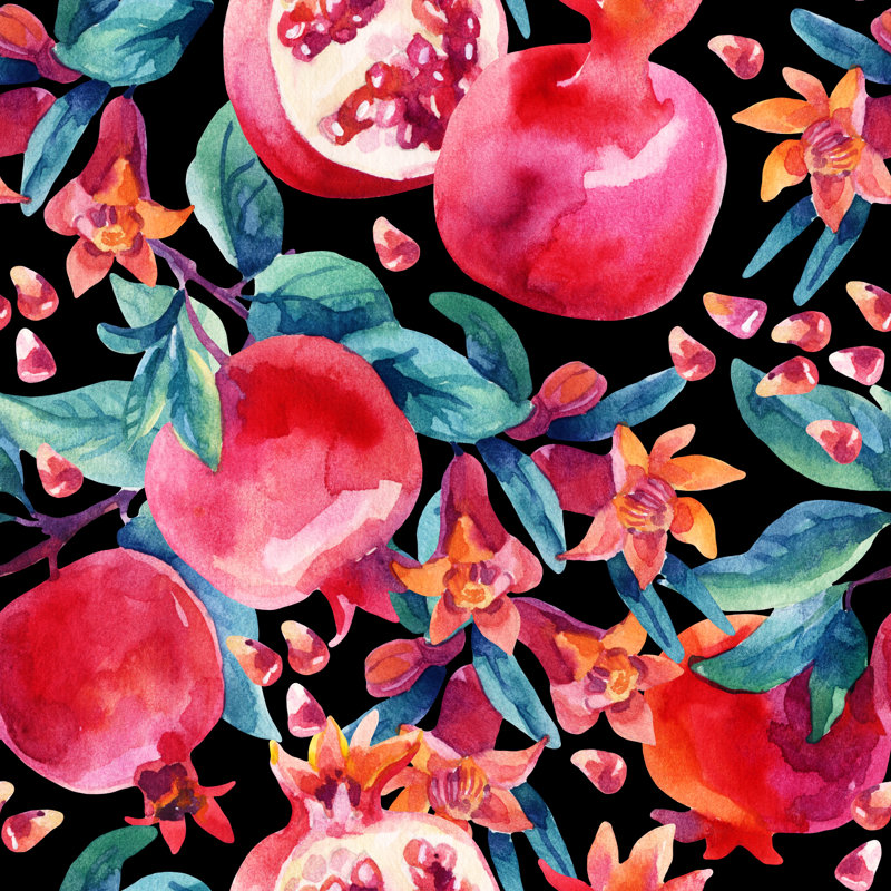 Watercolour Pomegranate by Tanya Syrytsyna - Wrapped Canvas Print, 91cm H x 91cm W x 3.8cm D