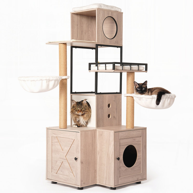 63" Multi-Functional Cat Tree with Litter Box
