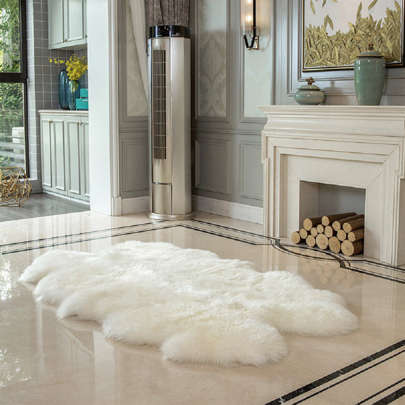Artie Irregular Shaped Super Soft White Shaggy Area Rug