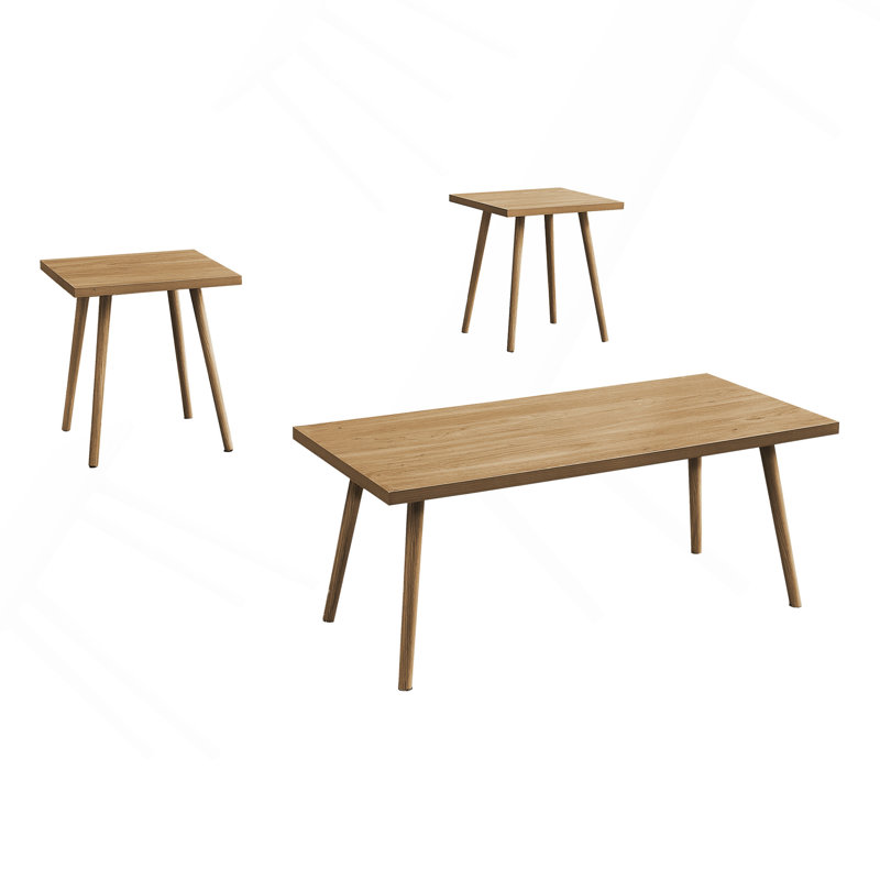 Ensemble de table 3 pièces décoratives café fin salon stratifié noyer contemporain moderne., Naturel