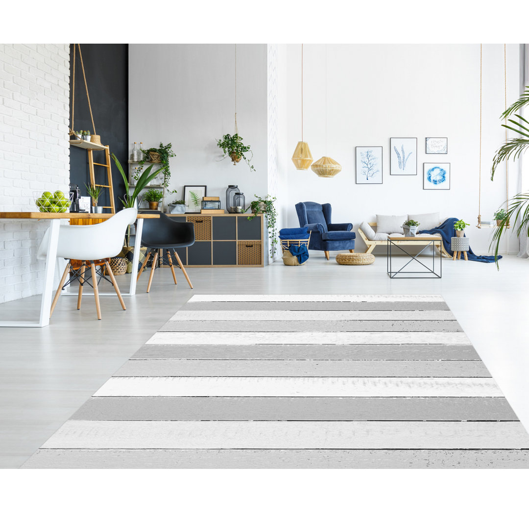 Helmer Vinyl Machine Printed Area Rug